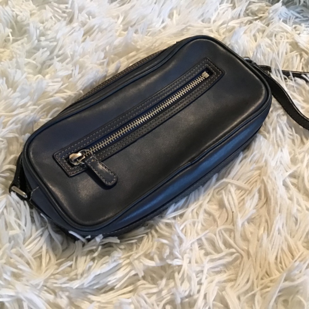 Y2K Coach Mini Camera Bag Vintage Blue Leather Baguette - Picture 7 of 8